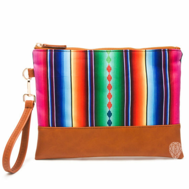 Baja Mexican Serape Wristlet Wallet - Cosmetic Bag