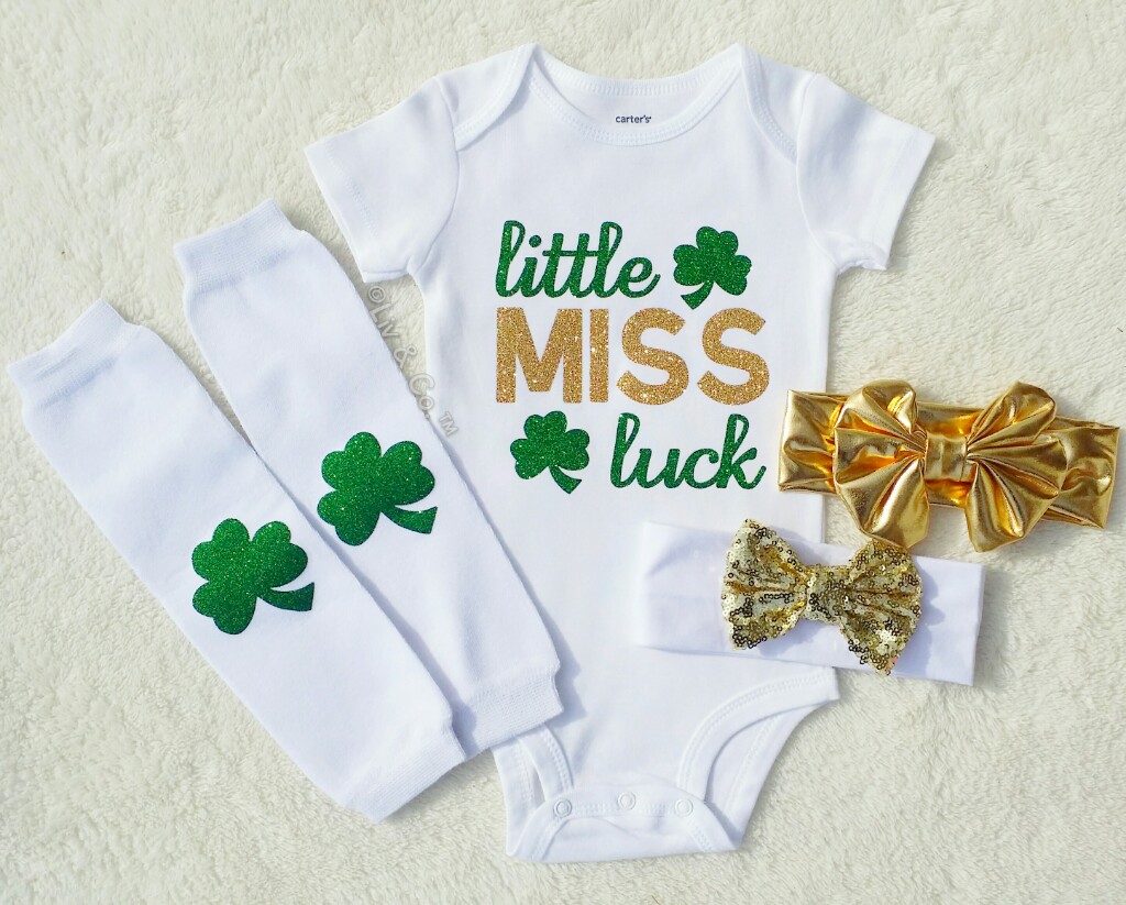 St Stallings&Sons Lucky Little Lady Saint Patrick's Day Sublimation Lucky Shirt Cute Kids Baby Toddler Girl Boy Shirt Patrick's Day