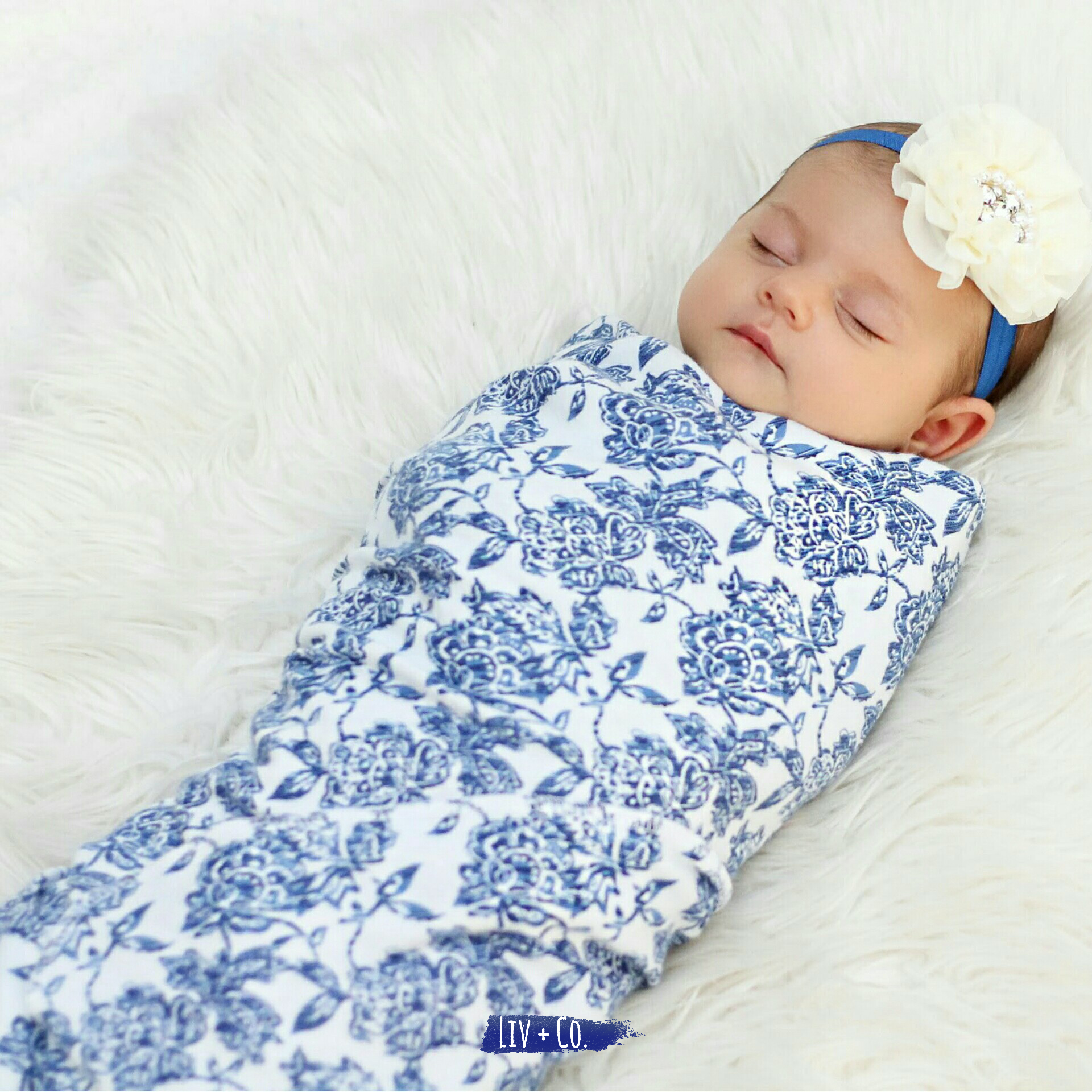 Baby Wrap Large Swaddle Blanket Soft Swaddle Blanket Newborn Baby Blanket Baby Blanket Newborn Swaddle Blue Floral Baby Swaddle