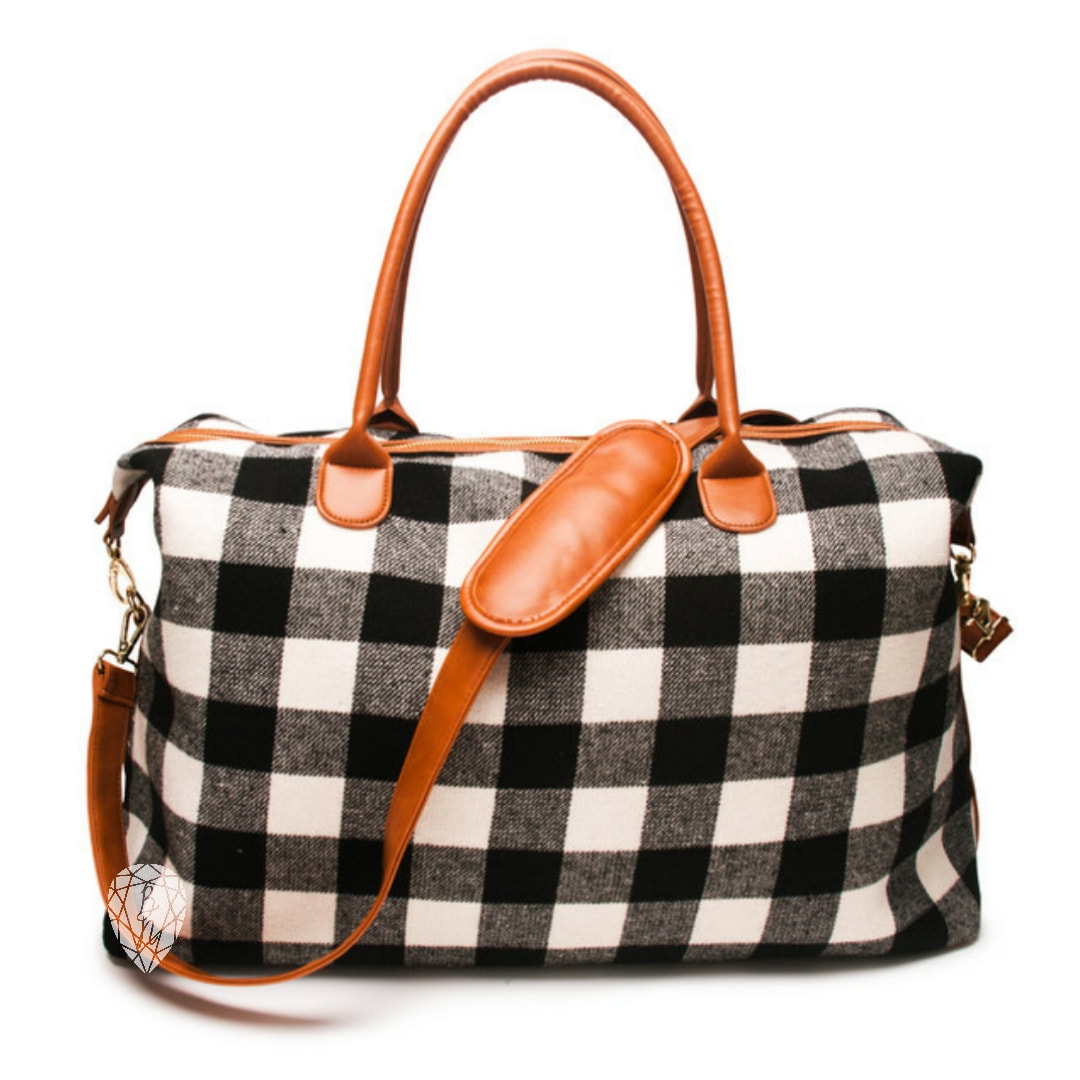Buffalo Plaid Checkered Weekender Tote Bag - Travel Bag