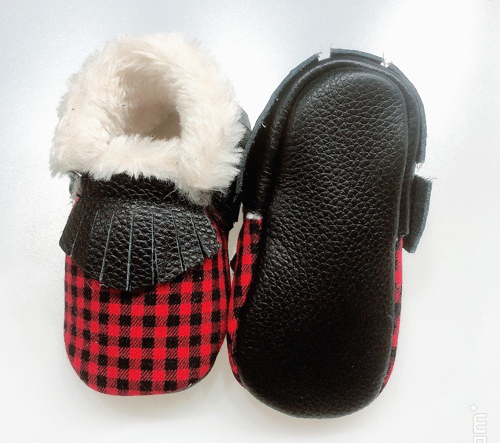 plaid baby shoes