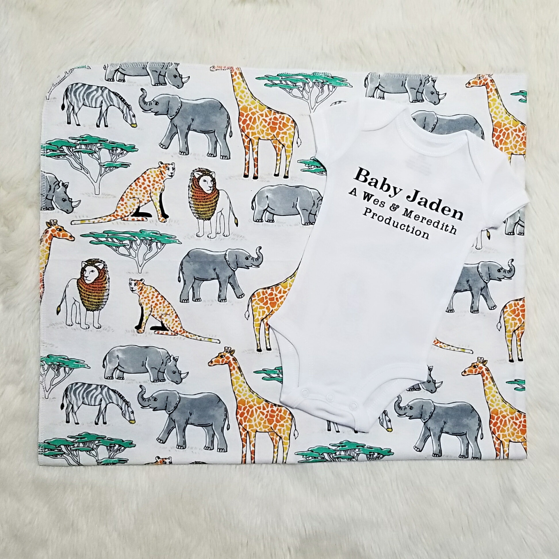 Zoo Animal Baby Blanket Swaddle Blanket Stroller Blanket Receiving Blanket