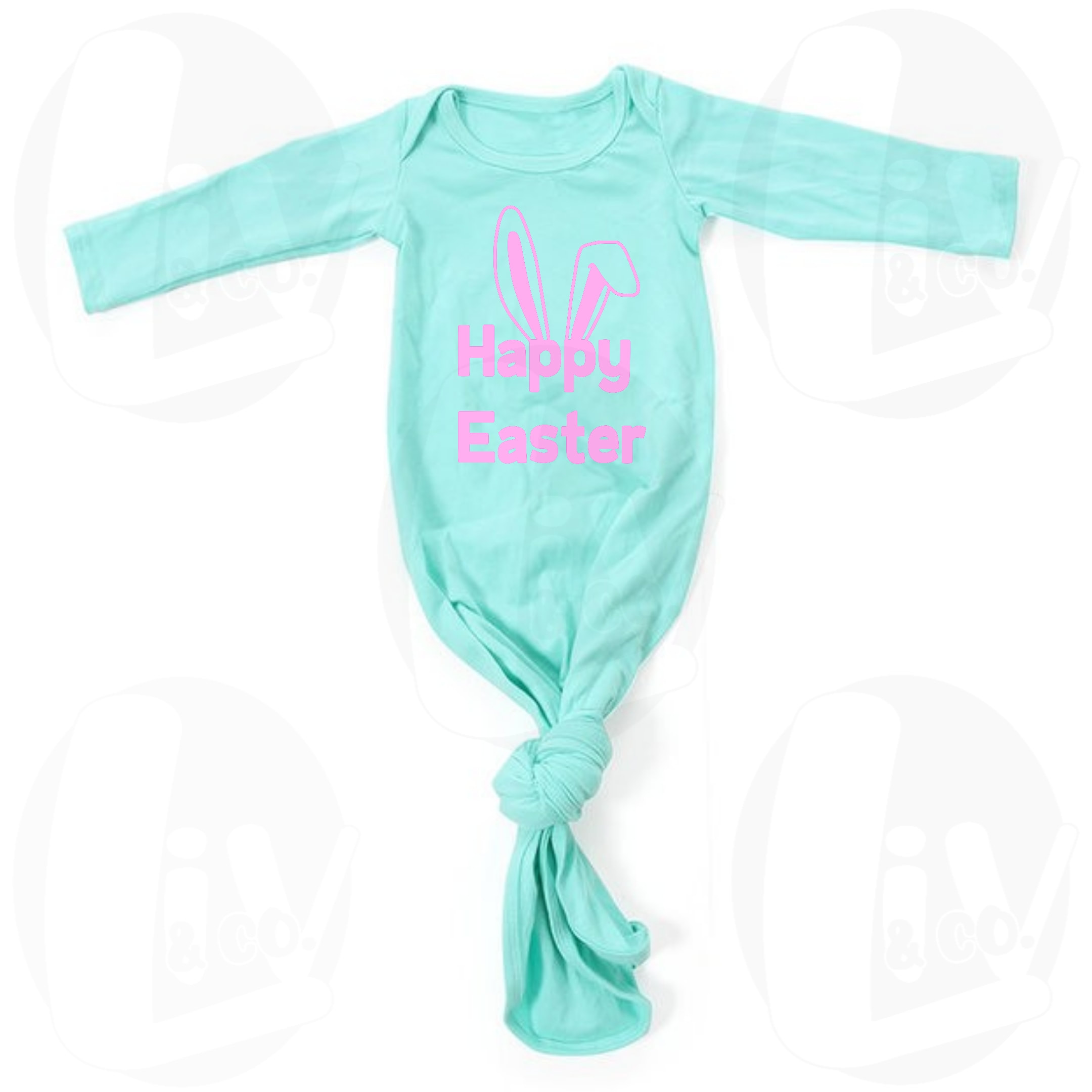 Baby Bodysuit Happy Easter Mint and Blue
